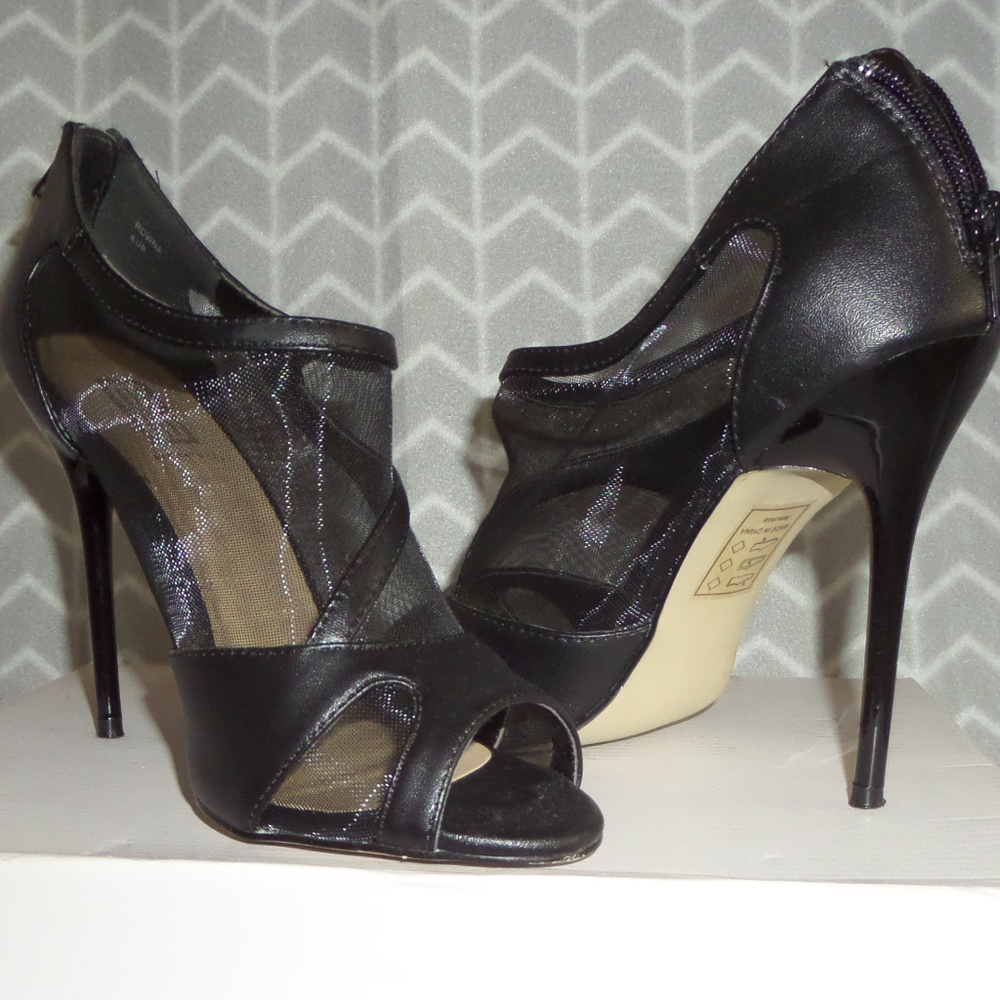Mesh black high stiletto bootie